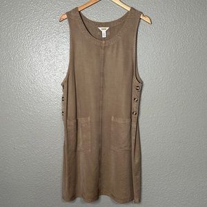 Talbots 90s mom fashion Jumper dress Khaki Brown y2k 2000 mom fashion